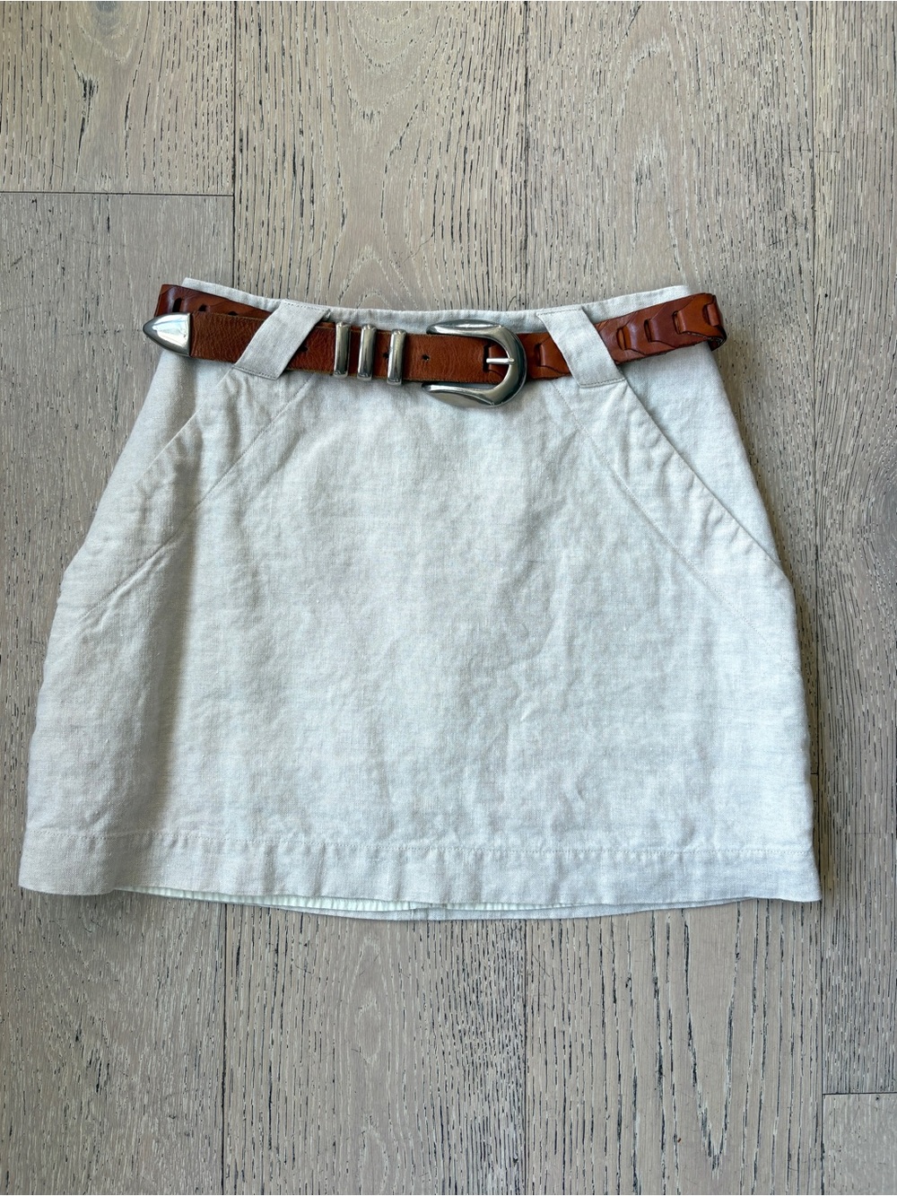Venroy Linen mini skirt